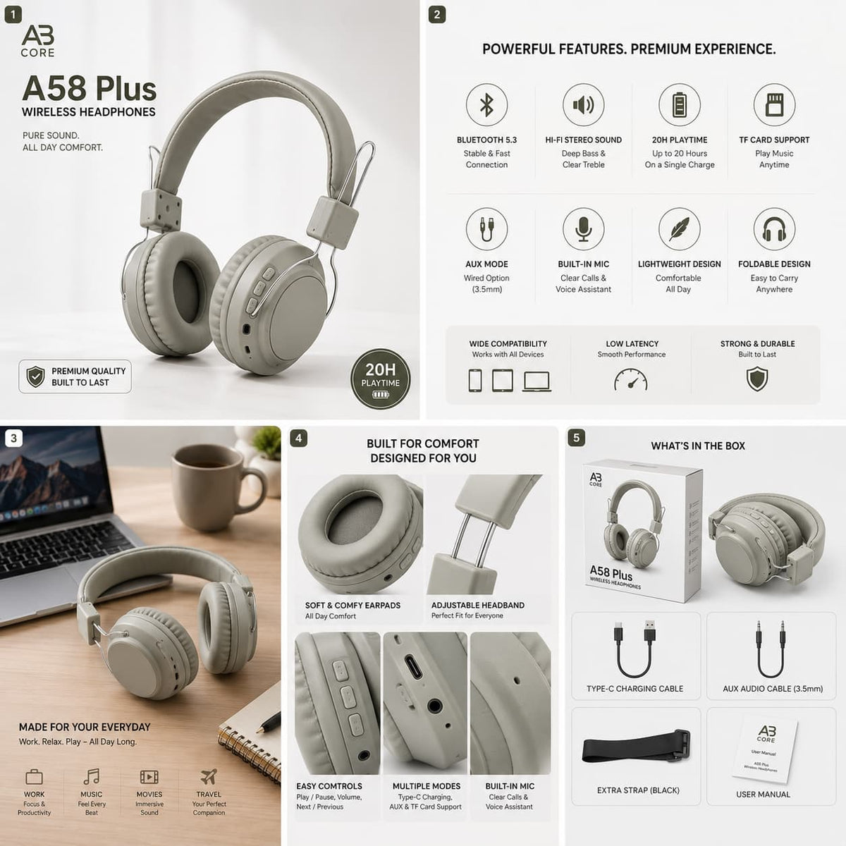 SODO SD-1001 Wireless Over-Ear Bluetooth Headphones